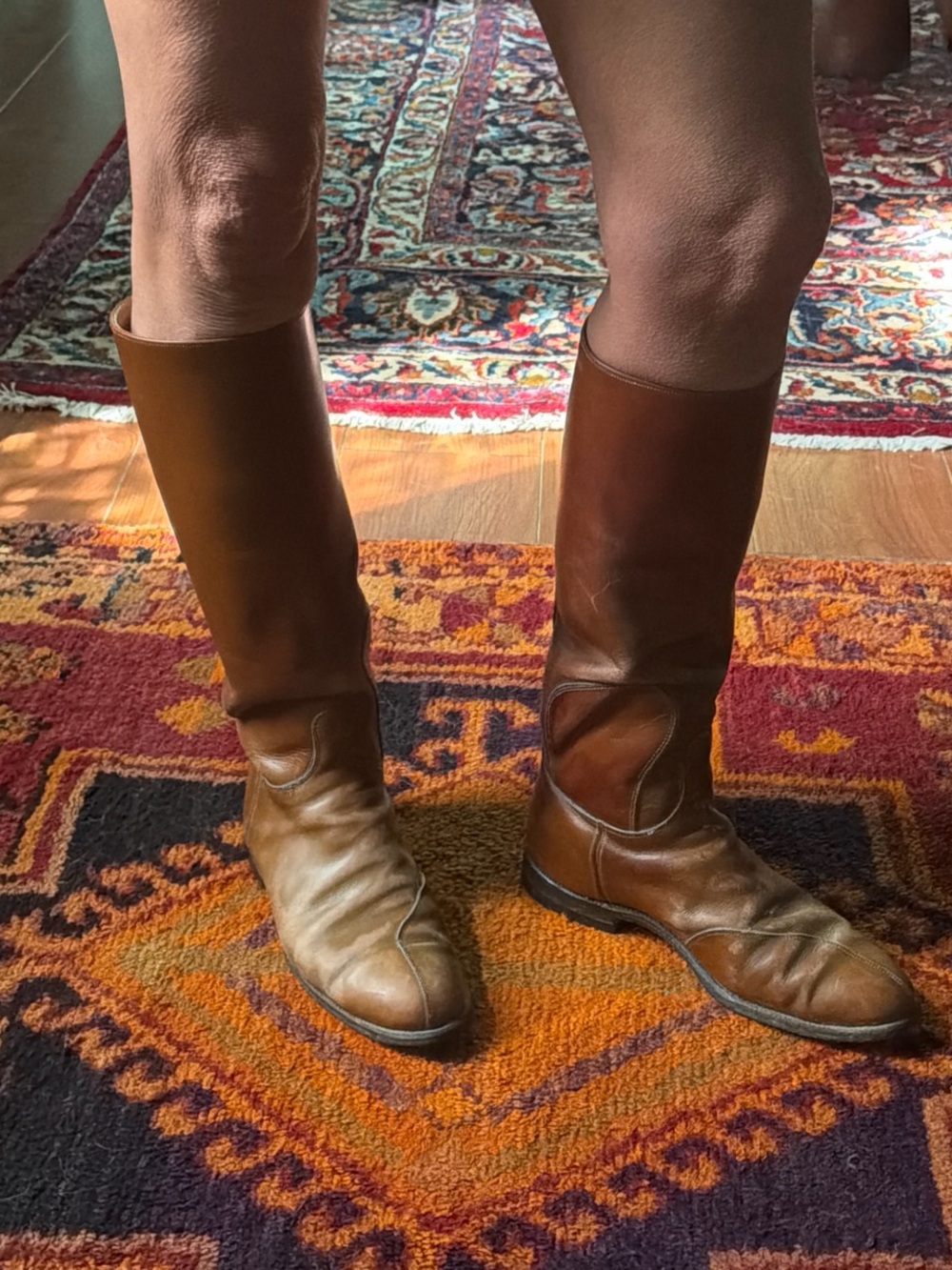 Classic Tall Leather Riding Boots - Brown